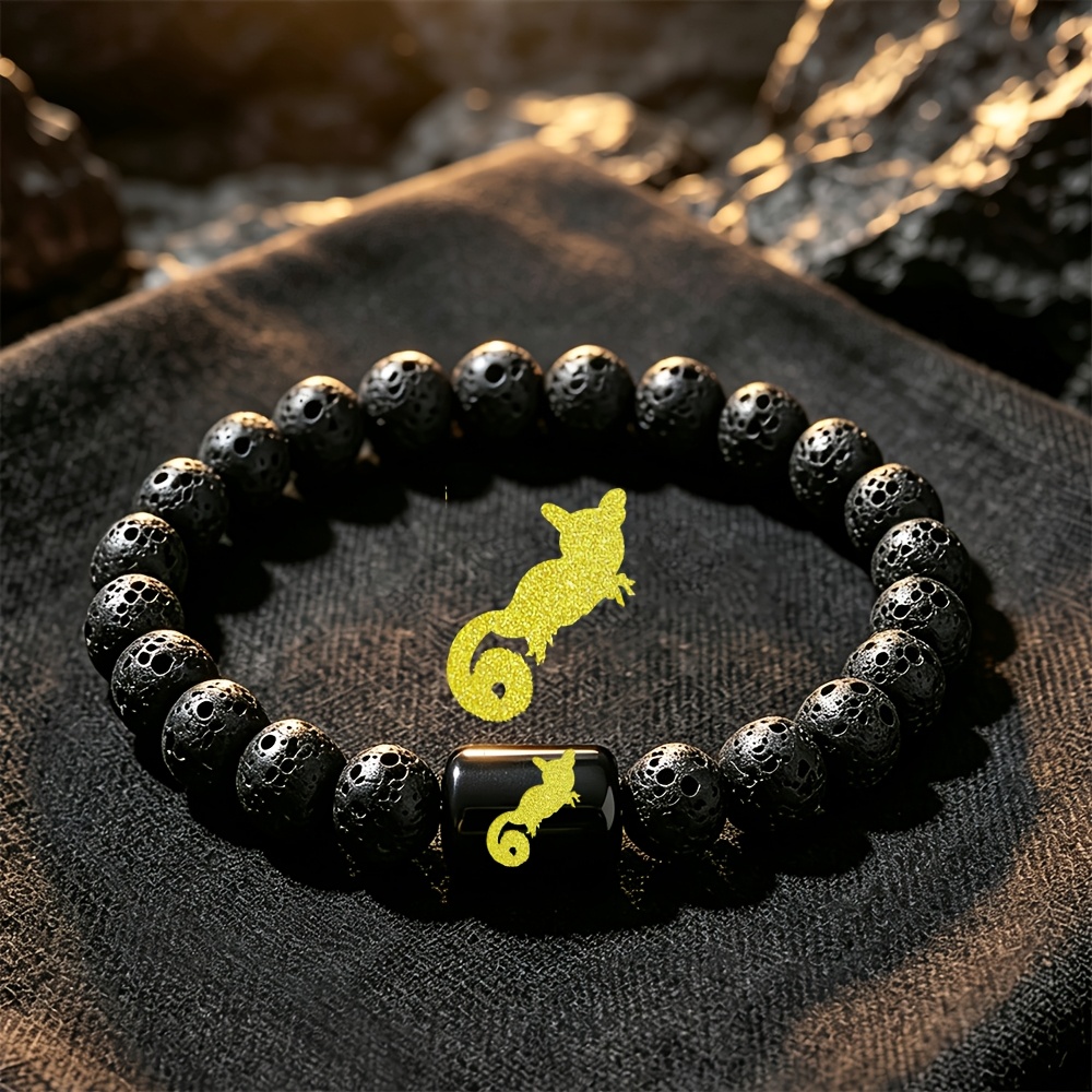 Women's Natural Stone Beaded Bracelet with Sugar Glider Charm